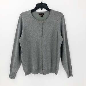BY Design Womens Cardigan Sweater Large Gray Long Sleeve Button Front Knit NWOT